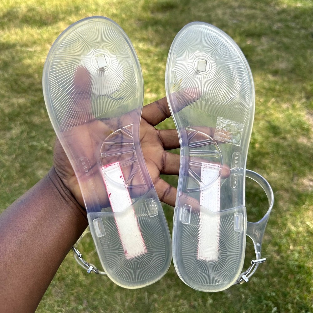 Katy Perry The Geli Clear PVC Jelly Sandals Cherry Red Women's Size 9 Shoes - Picture 10 of 13